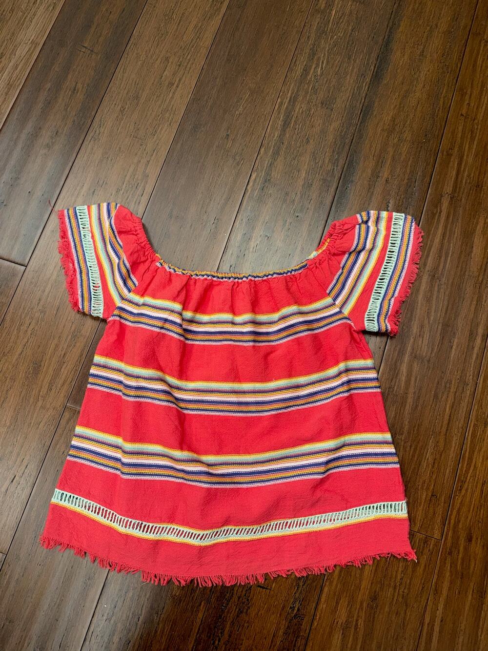 dRA Los Angeles Fiesta Print Striped Off-the-Shoulder Top Small NWT